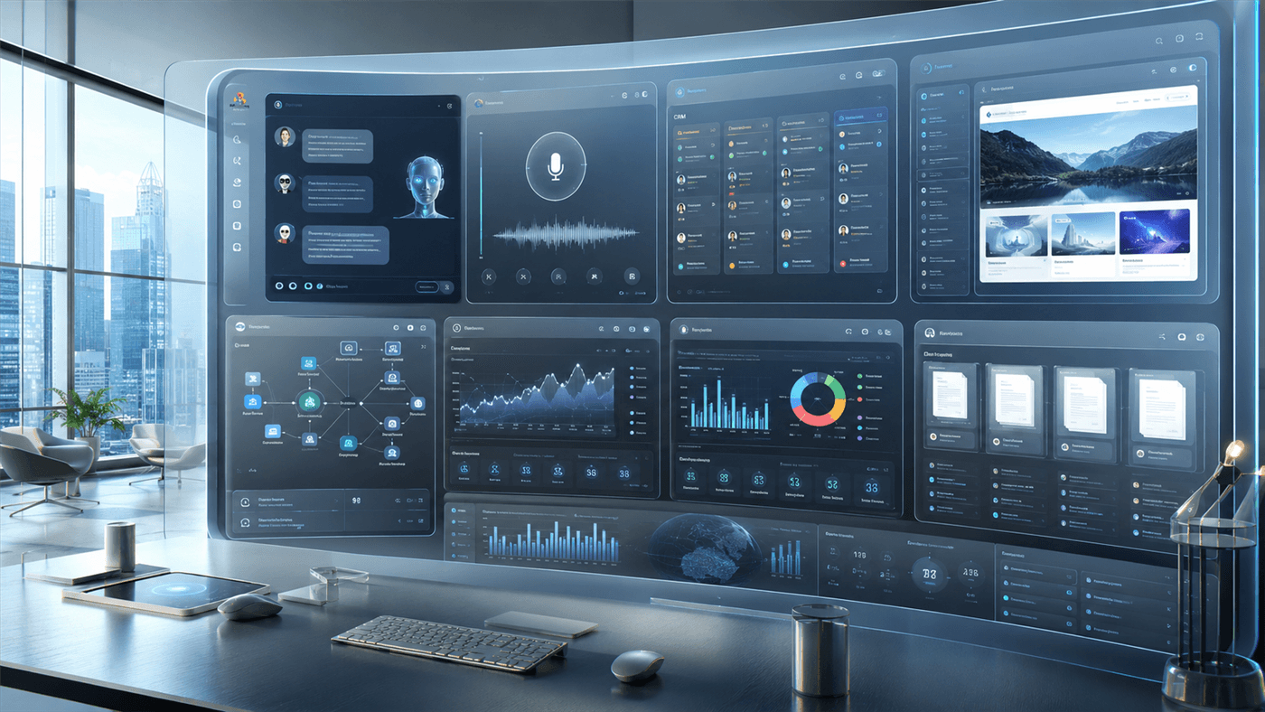 Design preview of the Cazira.ai AI workspace with an assistant panel and connected knowledge base